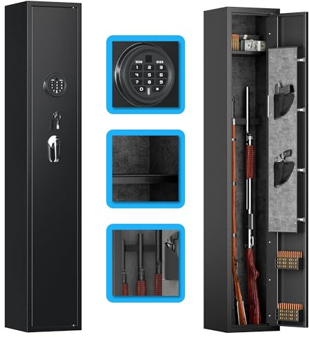 LOCENHU Ripostiglio per fucili e pistole, dotato di luce LED e sistema di allarme, blocco digitale, accesso rapido, adatto per 1-3 fucili e 2 pistole
