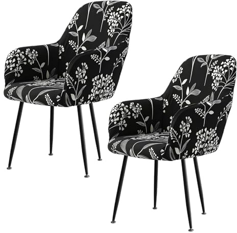 DEARBAG Fundas de Sillón Elásticas in Terciopelo Funda para Silla de Oficina Fundas de Silla de Comedor con Brazos Cubierta para Sillas Ajustables con Respaldo Modernas Estilo Nórdico (Estilo 2, 2PCS)