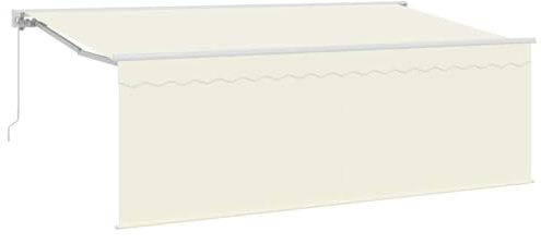 Tmriohed Tenda da sole retrattile color crema, 400 x 200 cm, con braccio articolato, per terrazza e balcone, protezione solare manuale, con telaio in alluminio e tessuto in poliestere, protezione