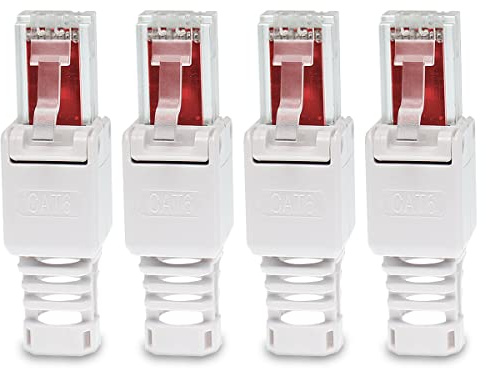 UC-Express CAT 6 RJ45 Netzwerkstecker - 4X RJ45 Netzwerk Stecker Steckverbinder - mit Zugentlastung - werkzeuglos - CAT6 CAT6a LAN Netzwerkkabel