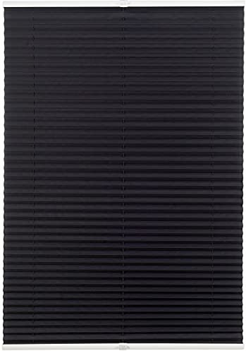 ondeco Plissee ohne Bohren mit Klemmträger viele Farben, Sonnenschutz für Fenster innen, Lichtschutz und Blickdicht, Plissee klemmfix Faltrollo Sichtschutz für Tür Schwarz 120x130 cm