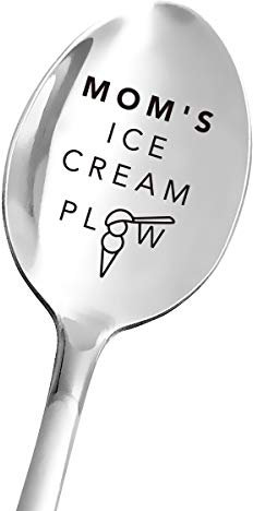 Best Mom Gifts - Mom's Ice Cream Plow Spoon Engraved - Funny Ice Cream Spoon Stainless Steel - Mom Gift from Daughter Son Husband - Perfect Mother's Day/Birthday/Christmas Gifts