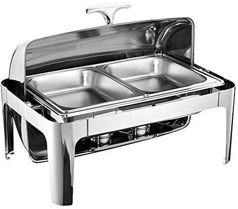Jintaihua Roll-top Speisenwärmer, Chafing Dish, Warmhaltebehälter, Klappdeckel, Edelstahl Buffet-Set, 9L Wärmebehälter