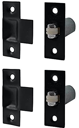 Adjustable Roller Catch Spring Loaded Latch Lock for Internal Doors | Black Plated | Pack of 2