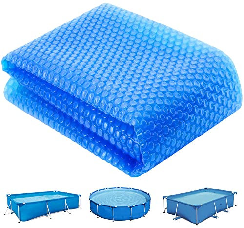 TOSANEO Pool Solarabdeckplane Rund Ø 244 cm Poolheizung Solarfolie 120 µm Solarplane Poolsolarplane Solar Heizung Solarabdeckung Wärmeplane Folie Blau zuschneidbar