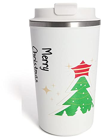 Artlive Coffee Cup, Reusable, Insulated & Double Wall Travel Mug - Travel Cup Thermal Stainless Steel Eco-Friendly with Lid - Hot & Cold Coffee Mug 510ml (Christmas01, 380 ml)