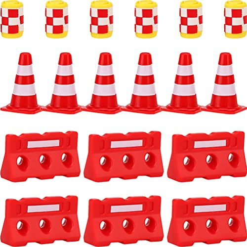 36 Stücke Stangen Verkehrsschilder Kinder Zäune Warnschilder Kinder Mini Pylonen Verkehrszeichen Spielzeug Mini Zaun DIY Straßensperre Spielzeug für Lernspielzeug