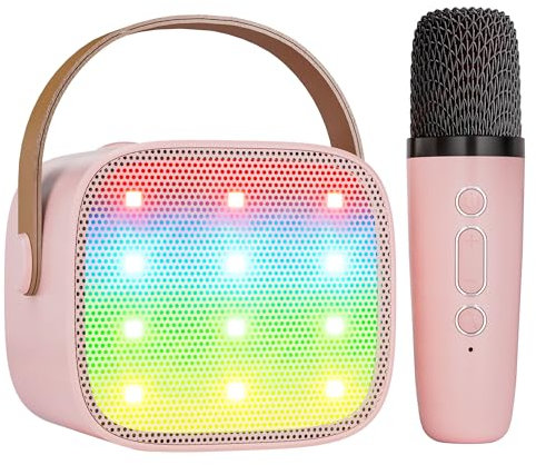 Ankuka Micro Karaoke Enfant sans Fil avec 1 Micro, Micro Karaoke Enfant, Cadeau Fille 4-12 Ans Anniversaire Jouet Fille, Mini Microphone pour Enfant Adulte Fille Rose