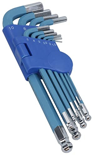 AB Tools Juego de llaves hexagonales de 10 piezas de colores largos Allen con soporte de 1,5 mm - 10 mm