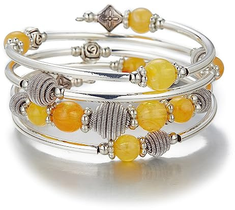 Bulinlin Bracciale avvolgente in argento con perle naturali boho multistrato da donna, idea regalo di compleanno per donne, Argento Rame Metallo