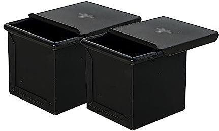 AEGIFT Bread Toast Mold Tins Mini Pullman Loaf Pan with Lid Square Cube Bakeware Non-Stick Aluminum Alloy Box for Baking 2pcs,Saving Time Perfect for Less Sugary Bread (6 * 6 * 6CM)