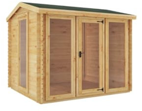 Waltons 3m x 2.5m (10ft x 8ft) Log Cabin | Wooden Garden Room | 19mm Tongue & Groove Log Boards | Reverse Apex Roof | Fully Styrene Glazed Windows & Door | Outdoor Office, Summerhouse, Workshop
