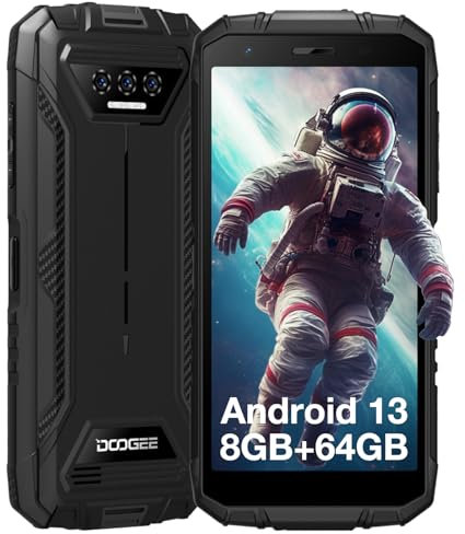 DOOGEE S41T(2024) Movil Resistente, 8GB+64G(TF 1TB)Android 13 Teléfono Móvil, 6300mAh Batería, Móvil Todoterreno13MP Cámara, 5.5 HD Pulgadas, 4G Doble SIM Movil Irrompible, IP68 IP69K/NFC/OTG/GPS/FM