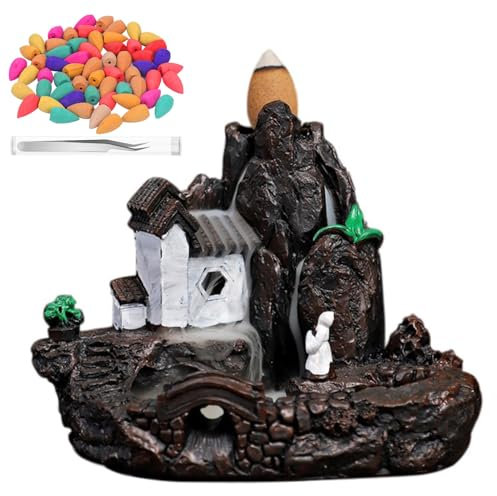 Guador Quemador de Incienso de Reflujo Bruleur Encens Cascade Resina Río Torre Reflujo Soporte para Cascada Quemador de Incienso Fuente de Incienso de Humo Soporte de Incienso en Forma de Cascada