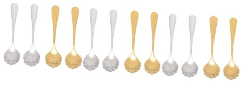 Ciieeo 12stücke Edelstahl Und Kaffeelöffel Teiliges Mit Goldenen Und Silbernen Löffeln Ergonomisches Design Spülmaschinenfest Für Zuhause Cafés Und Desserts