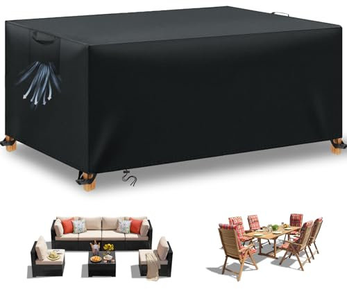 BHFRGAS Garden Furniture Covers Waterproof 420D Oxford Fabric Outdoor Patio Furniture Covers for Rattan Garden Table Chair Sofa，Black（170x94x71 CM）