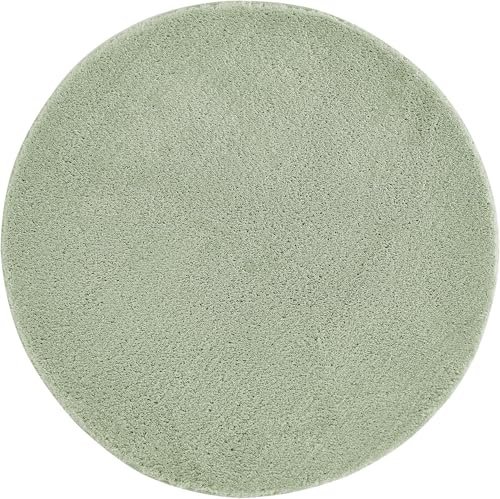 andiamo Badezimmerteppich Arezzo,Badematte, 67 cm Rund, Salbeigrün | Badteppich mit Noppen-Rückseite,Duschvorleger aus 100% Polyester,waschbar bei 30°C pflegeleicht