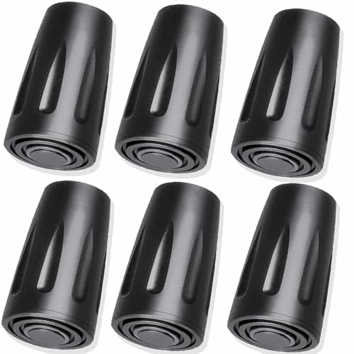 Herreicher Trekkingstock Korb Trekking Pole Basket - Teller Für Skistöcke Gummiabdeckung Ski Pole Rubber Snow Mud Drag Basket Walking Wanderstock Stock Zubehör (6 Stück) (Schwarz, 6PCS-Pads)
