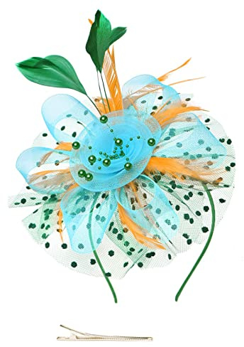 Fascinator Hat Stirnband Hut Schwarze Kirche Top Hut Tea Party Ladies Hut Kopfbedeckung Eleganter Kopfschmuck, Damen Fascinator Hut mit Federn Schleier Stirnband Clip Damen Fascinators Hut Haarreifen