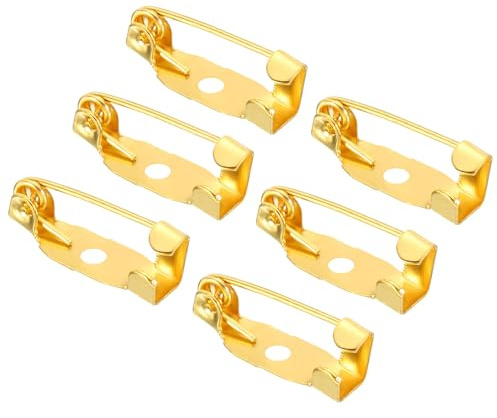 YOKIVE 50 Stück Sicherheitsnadeln, Broschenverschluss-Pins | Abzeichenhandwerk Ideal für Namensschilder, Schmuckherstellung (Goldfarben, 15 mm)