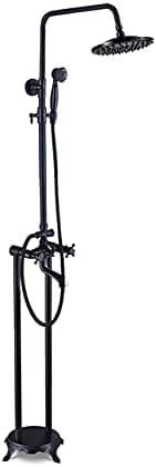Ensemble De Robinets De Douche, Robinet De Baignoire Sur Pied, Mitigeur De Baignoire-douche Sur Pied Avec Douchette À Main, Système De Douche À Effet De Pluie De 8 Pouces, Chromé,Bl