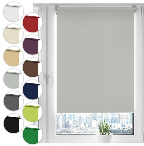 Sonello Tenda a rullo oscurante Klemmfix senza Forare 40cm x 150cm Grigio chiaro, tenda avvolgibile oscurante con morsetti e con catenella per finestre e porte, Blackout, opaco, Protezione Solare