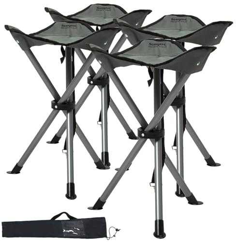 Semptec Urban Survival Technology Klapphocker faltbar: 4er-Set Dreibein-Camping-Hocker, 43 cm Sitzhöhe, mit Tragetasche (Angelhocker, Stativhocker)
