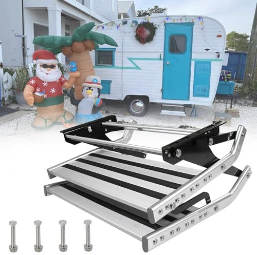 Marchepied Pliable pour Camping-Car, marchepied Robuste pour Camping-Car, marchepied pour Caravane, marchepied pour Camping-Car avec Pieds en Caoutchouc antidérapants, 2 marches (électriques