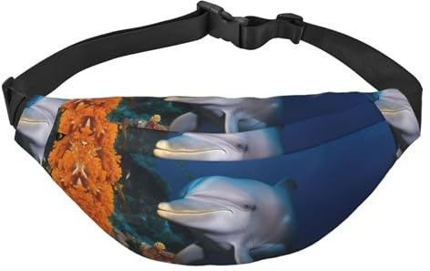 Delphin On Coral Bauchtasche für Herren und Damen, modische Hüfttasche, überall Crossbody-Tasche, Geldbörse, Hüfttasche mit verstellbarem Riemen, wasserdichte Brusttasche für Reisen, Wandern, Sport,