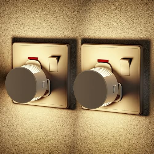 JandCase Night Light Plug in Wall with Dusk to Dawn Sensor, 3000K | Warm White, 3 Levels Dimmable, 1W LED Plug in Night Light Kids for Hallway Bathroom Stairway Bedroom, 2 Pack