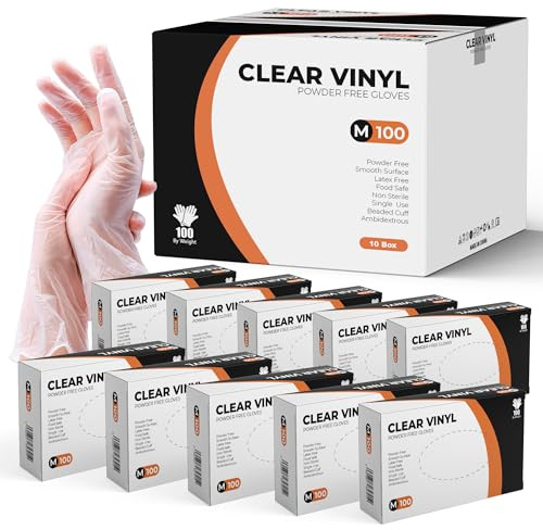 PRAIMA 1000 Stück Einweghandschuhe - Transparente Vinylhandschuhe, Einmalhandschuhe Latexfrei und Puderfrei, Vinyl Handschuhe Einweg für Küche, Reinigung und Lebensmittel