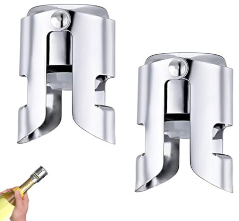 2 Pcs Champagne Stoppers,Wine Bottle Stoppers with Stainless Steel,Reusable Bottles Cork Saver Sealer,Vacuum Sealed Wine Stopper,Leak-Proof,for Prosecco,Sparkling Wines,Preserve Freshness and Bubbles
