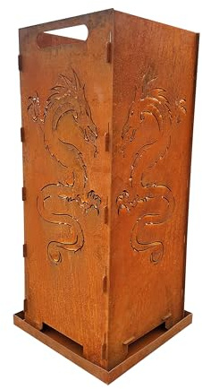 Feuerkorb Drache Motiv C 100cm Edelrost Feuerstelle Feuersäule Feuertonne