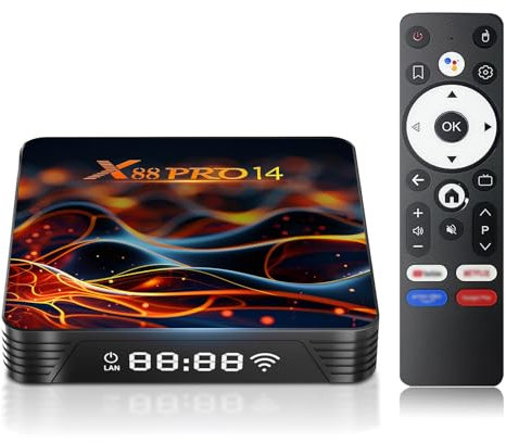 Android 14 TV Box, 2025 Android TV Boxes RK3518 with Quad-Core 64bit Cortex-A53 CPU Support WIFI6 4K HD BT5.0 2.4G/5G Dual WiFi 100m Ethernet 2GB RAM 16GB ROM Smart TV Box