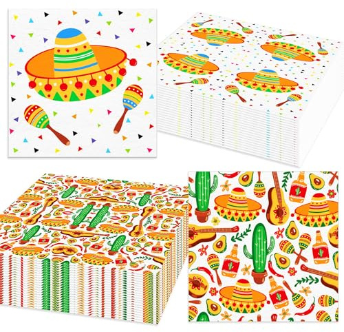 JeVenis 40 st mexikanska Fiesta pappersservetter engångs Cinco De Mayo gästservetter dekorativa servetter för bröllop födelsedag mexiko taco partytillbehör
