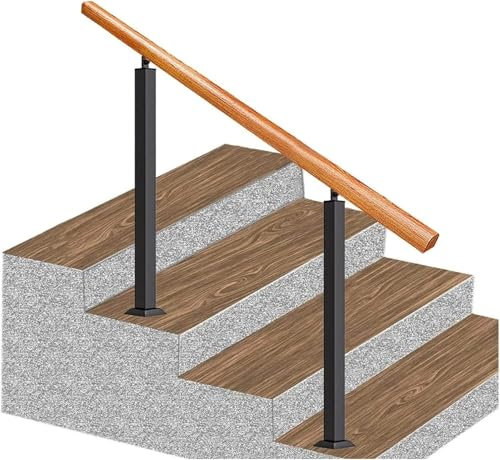 Barandilla de balaustrada de Vidrio Post Pickete de pasamanos de Madera sin Deslizamiento para pasajeros de Madera para escaleras, con 2 Postes de Hierro Forjado, barandas de transición, RIE