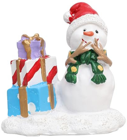 alloneslife Bunte Schneemann-Figur, Kunstharz, Dekoration für Feiertage, Weihnachtsdekoration, Schneemann-Display für Kaminsims, Fensterbank, Schneemann-Box