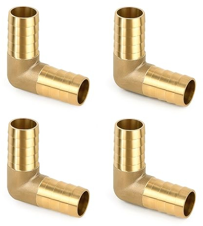 Gomito Tubo Tubatura Connettore Attacco 90 Gradi, 16 mm Raccordo Barb Ottone Tubo Raccordo Flessibile Adattatori per Aria Acqua Olio Carburante (4 Pezzi)