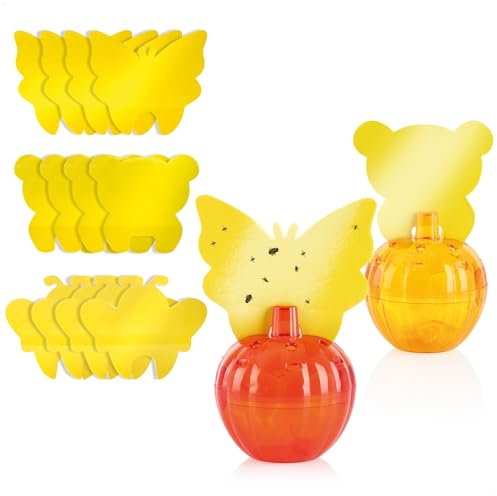 com-four® Pièges Jaunes Contre moucherons et Mouches des Fruits – pièges adhésifs Non Toxiques avec récipient pour Plantes d’intérieur (Lot 14 pièces pièges Jaunes avec récipient)