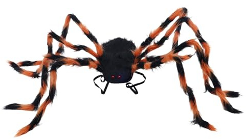 Halloween Spindelkostym, Jätte Realistisk Hårig Spindelryggsäck med Remmar Godisrekvisita Inomhus Jätte Cosplay Rekvisita Dekoration för Halloweenfester och Spökhus (Orange)