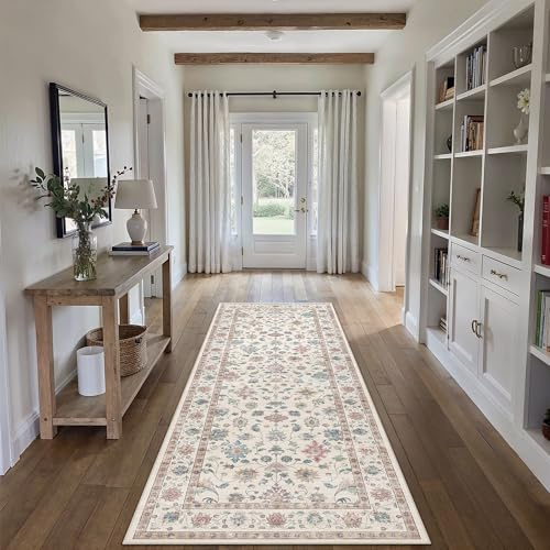 PureCozy Tappeto Corridoio Tappeti 60x180cm Cucina Antiscivolo Lavabile in Lavatrice Moderno Floreale Tapette Camera da Letto Scendiletto Cameretta Ufficio Pelo Corto Lungo Carpet,Multicolore