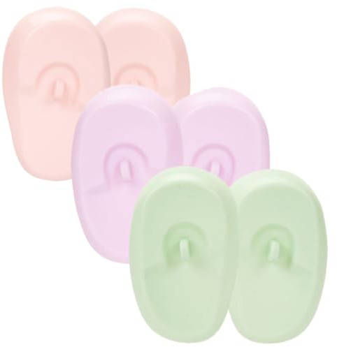 Veemoon 3 Pairs Silicone Ear Covers for Hair Dyeing and Hairdryer Protection Soft Moldable Ear Protectors for Salon and Home Use in Pink Purple and Green