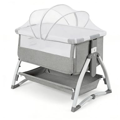 Garvee Cuna colecho 4 en 1 para bebé - Cama con colchón Suave y mosquitera - Balancín y 7 Alturas Ajustables - Incluye Bolsa de Viaje - Ideal 0-36 Meses