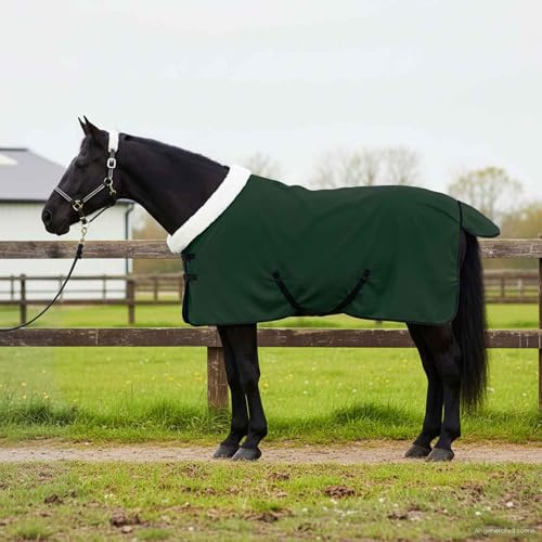 Mokuyary Pferdedecke, dunkelgrün, komplett 105 cm, Fleece, Decke für Pferde, im Freien und Stall