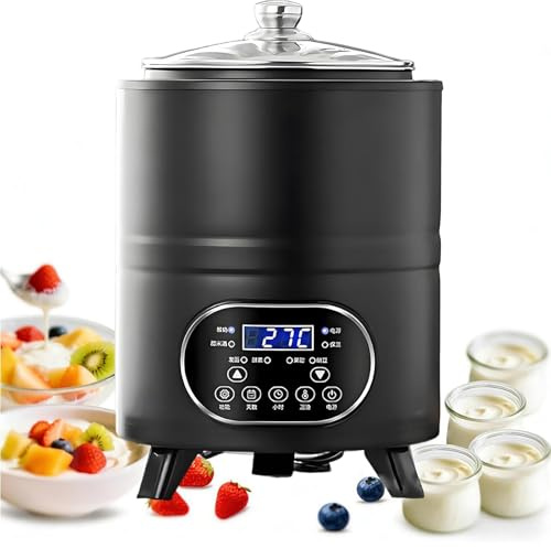 Macchina Per Yogurt Automatica Con Schermo LCD – 8L/12L, 400W/600W, Riscaldamento Circolare 360°, Timer E Termostato, Cesto Estraibile, Per Yogurt Greco E Fatto In Casa(Black,8L)