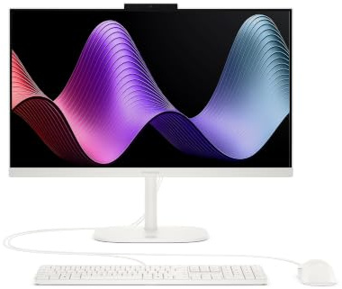 HP OmniStudio 24-cv0013nf Tout-en-Un 23.8 FHD IPS, Ordinateur de Bureau (AMD Ryzen™ 5 Pro 40, RAM 8 Go, SSD 256 Go, AMD Radeon 610M Graphics, Windows 11), PC All-in-One Blanc, Clavier AZERTY