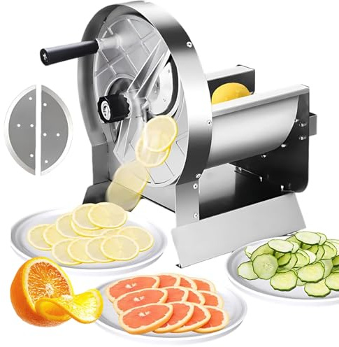 Industrial Vegetable Slicer, Large Feed Chute, Removable for Easy Cleaning, Manual or Electric, Commercial Kitchen