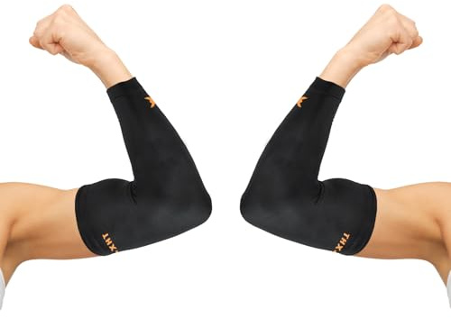 THX4COPPER Elbow Compression Sleeve(2 Pieces)-Copper Infused Support –Guaranteed Recovery Copper Elbow Brace-Idea for Workouts, Sports, Golfers, Tennis Elbow, Arthritis, Tendonitis-X-Large