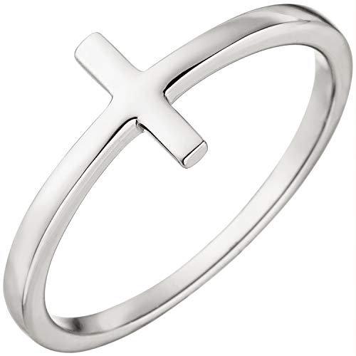Jobo Damen-Ring Kreuz-Ring aus 9 Karat 375 Weißgold Größe 58