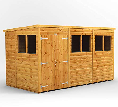 Power Sheds 12x6 Pent Wooden Garden Shed With Double Door